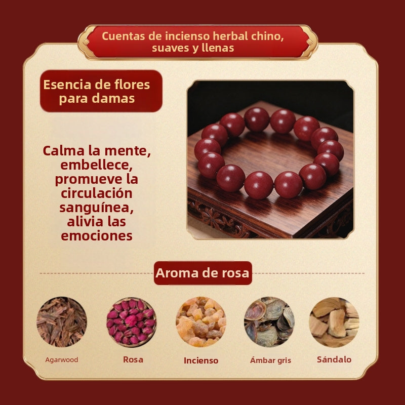 Armonía de los cinco elementos: pulsera tradicional de cuentas de hierbas aromáticas hecha a mano