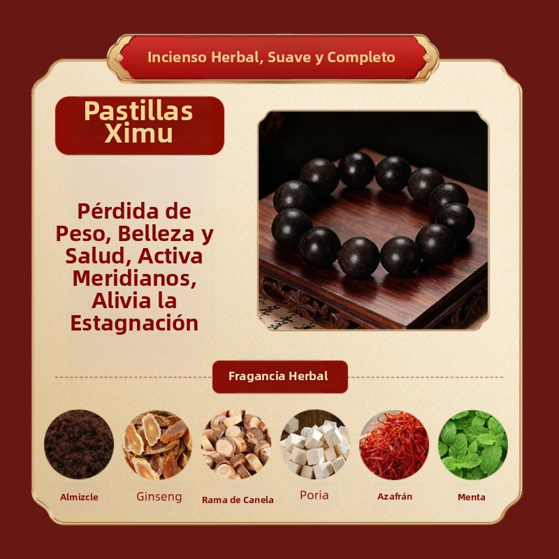 Armonía de los cinco elementos: pulsera tradicional de cuentas de hierbas aromáticas hecha a mano