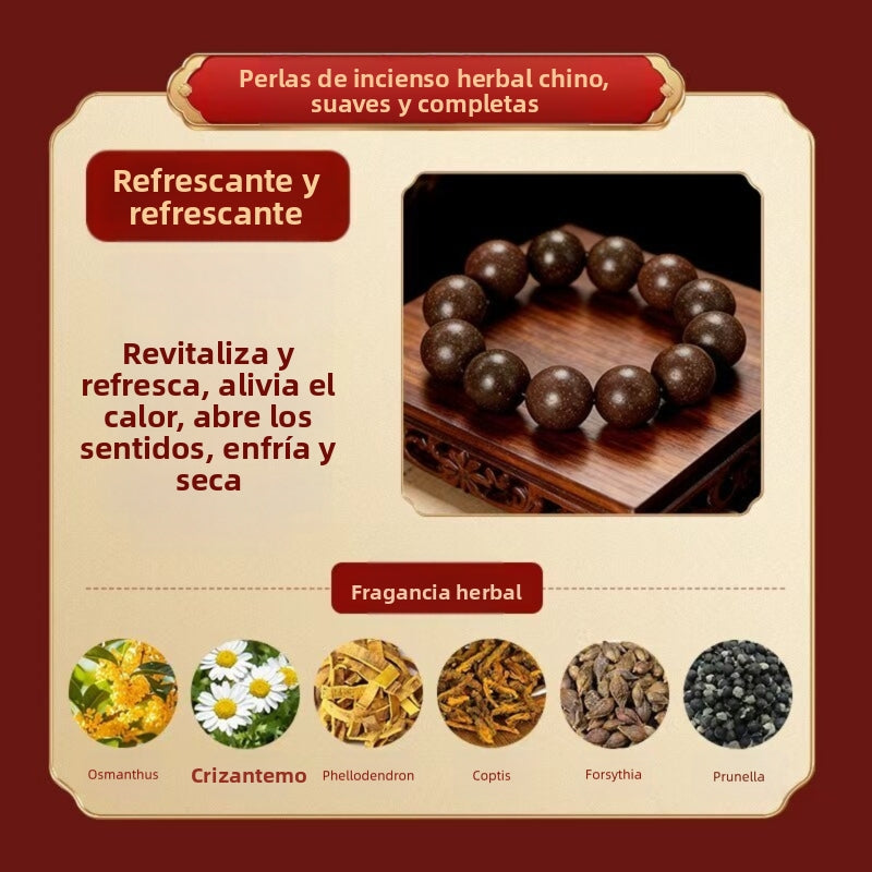 Armonía de los cinco elementos: pulsera tradicional de cuentas de hierbas aromáticas hecha a mano