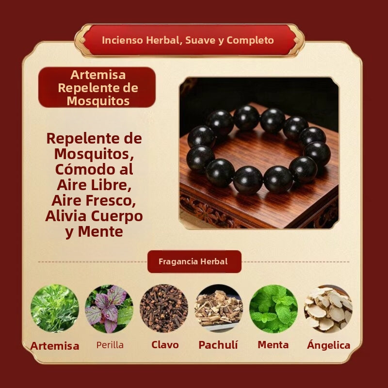 Armonía de los cinco elementos: pulsera tradicional de cuentas de hierbas aromáticas hecha a mano