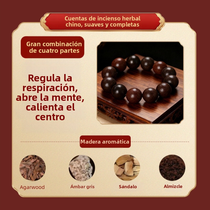 Armonía de los cinco elementos: pulsera tradicional de cuentas de hierbas aromáticas hecha a mano