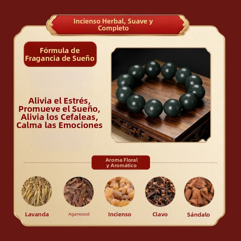 Armonía de los cinco elementos: pulsera tradicional de cuentas de hierbas aromáticas hecha a mano