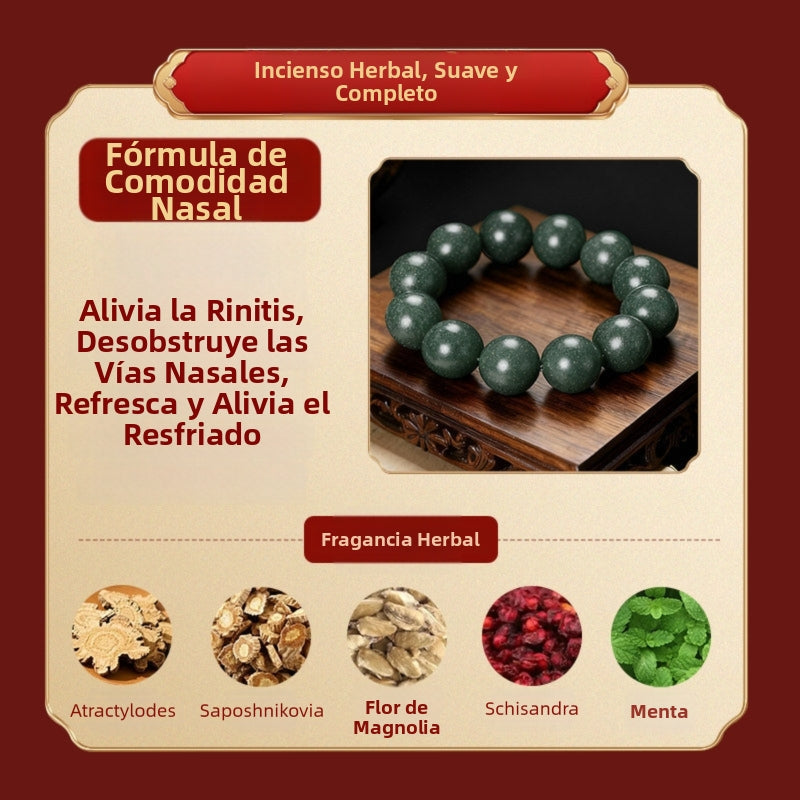 Armonía de los cinco elementos: pulsera tradicional de cuentas de hierbas aromáticas hecha a mano