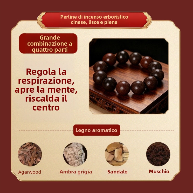 Armonia dei cinque elementi: braccialetto tradizionale fatto a mano con perline alle erbe aromatiche