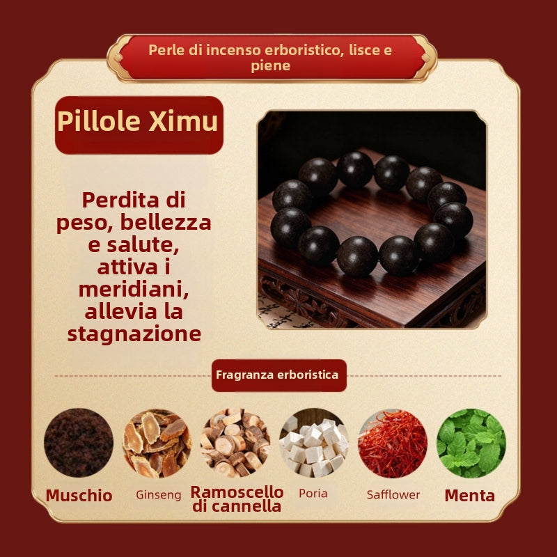 Armonia dei cinque elementi: braccialetto tradizionale fatto a mano con perline alle erbe aromatiche