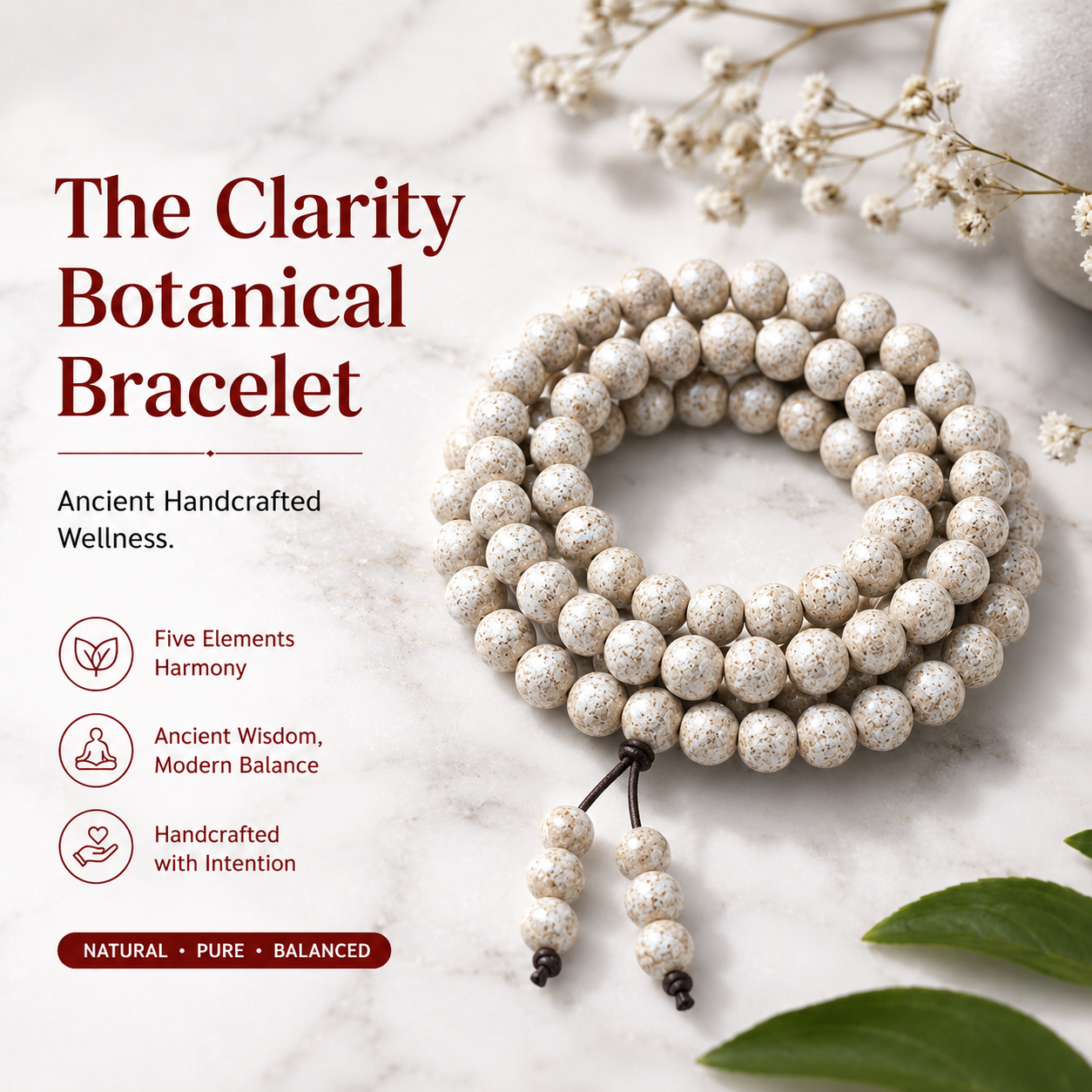 Five Elements Universal Harmony Fragrance Bracelet — 5-Color Herbal Meditation 108 Beads