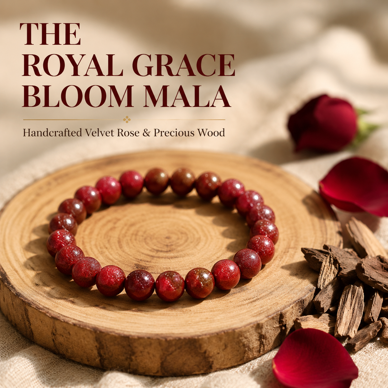 The Divine Feminine Aura Bracelet — Heritage Crafted Rose, Sandalwood & Frankincense Sensory Beads