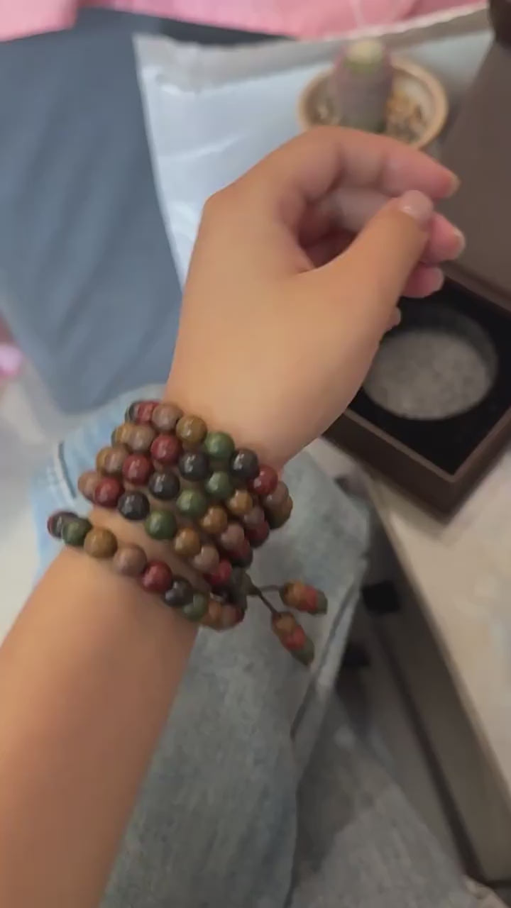 Five Elements Universal Harmony Fragrance Bracelet — 5-Color Herbal Meditation 108 Beads